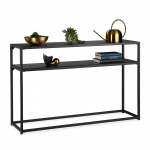 Must konsoollaud 70 x 110 x 30 cm 2 riiulit ja metallraam