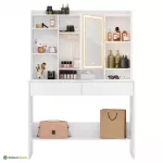 Meigilaud 90x40x144,7 cm valge peegel ja LED-valgus