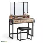 Tualettlaud 90x40x140,8 cm pruun-must peegel ja taburet