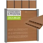 Privaatsuspiirde komplekt 4 WPC paneeli ja 5 posti