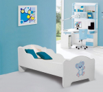 Voodi madratsiga AMADIS BLUE BEAR 140x70 cm Valge