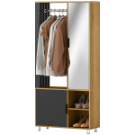 Riidekapp peegliga 80 &times; 30 &times; 175 cm pruun riiulitega