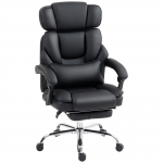 Ergonoomiline kontoritool must PU-nahk jalatugi