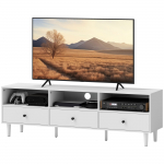 TV alus sahtlitega 140 x 34 x 45 cm valge riiulitega