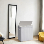 Pesukorv valge 54,5 x 34,5 x 61 cm 100 l bambusest
