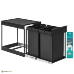 Kaheosaline pr&uuml;gikast 2 x 20 L must terasraamiga