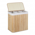 Suur bambusest pesukorv 62 x 62,5 x 42,5 cm 3 sektsiooni