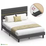 Metallist voodi 202 x 140 cm polsterdatud peats
