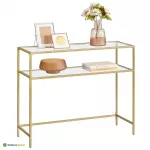 Kuldne konsoollaud 100x35x80 cm klaas ja teras