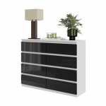 Kummut 120x92.5x33.5 cm Valge Must