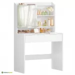 Tualettlaud valge 70 x 40 x 136 cm peegli ja sahtliga