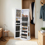 Peegliga ehtekapp 54,5 x 54,5 x 162 cm valge lukuga
