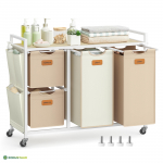 Pesukorv ratastega 99 &times; 33 &times; 81 cm beež 150 L ja 4 osa