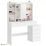 Meigilaud 118 x 40 x 145 cm valge LED ja sahtlid