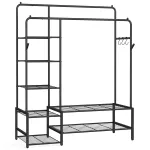Riidepuu 7 riiuliga must teras 115,8 &times; 45 &times; 172,8 cm