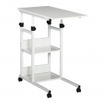 Abilaud 80 &times; 40 cm valge metallraamiga ratastel