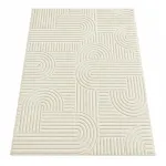 Pesukindel vaip geomeetrilise 3D mustriga libisemiskindel 290 x 200 x 1 cm kreemvalge