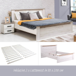 Puidust voodi 160x200 cm Valge