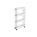 Serveerimislaud ratastel 40 x 14 x 86 cm valge 4 tasandit
