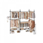 Garderoobi sisu 335x240x208 cm must teras riiulitega