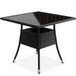 Aiatabel Yoro 80x80 cm must pol&uuml;rattan klaasplaat