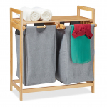Pesukorv riiuliga 73 x 64 x 33 cm naturaalne hall bambus