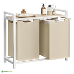 Pesukorv metallist 73 x 33 x 72 cm beež Oxford 2 kotti