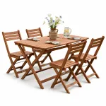 Aiam&ouml;&ouml;bli komplekt Rimini 5-osaline Laud 120x575x74 cm 4 tooli Akaatsiapuit