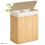 Pesukorv 52 &times; 32 &times; 61 cm naturaalne bambus ja kaas