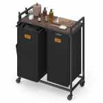 Pesukorv 68,6 x 33 x 81 cm must-pruun ratastel