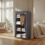 Kangast riidekapp 88 x 45 x 168 cm 6 riiulit ja riputustoru