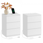 Valge &ouml;&ouml;kapp sahtlite ja laadimispesaga 2 tk USB-A