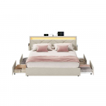 Voodiraam 140x200 cm beež metall panipaik