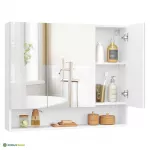 Peegelkapp 16,5 &times; 90 &times; 75 cm valge MDF riiulitega
