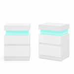 &Ouml;&ouml;kapp 35 x 40 x 55 cm valge LED MDF ja 2 sahtlit