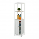 Vannitoakapp 129 x 30 x 30 cm valge kitsas MDF-kapp