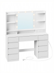 Tualettlaud 40 x 107 x 144 cm valge LED-peegliga