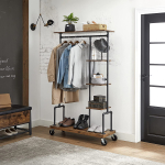 Riidestange riiulitega 103,5x40x174,5 cm must-pruun