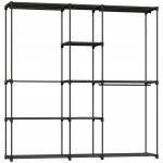 Riidekapp 182 &times; 43 &times; 185 cm must terasraam ja riiulid
