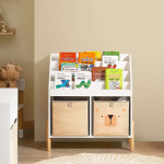 Laste raamaturiiul 63 &times; 30 &times; 70 cm valge MDF ja hoiukastid