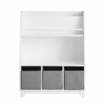 Raamaturiiul lastele 63x28x80 cm valge hoiukastidega