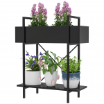 K&otilde;rge lillekast 60 &times; 25 &times; 70 cm must metallist taimealus