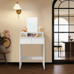Tualettlaud valge 40 x 60 x 127 cm peegli ja sahtlitega