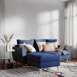 Nurga diivan vasakpoolne 189x185x86 cm sinine