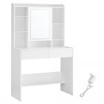 Valge tualettlaud riiulitega 90x40x144,7 cm LED