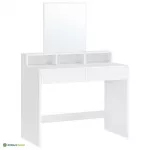 Meigilaud peegliga 80 x 40 x 140 cm valge 2 sahtlit