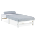 Puidust voodi 90 x 200 cm valge m&auml;nnipuidust raam