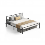 Voodiraam 160 x 200 cm mattmust teras ja hoiuriiulid