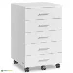 Mobiilne failikapp 40 x 42 x 65.7 cm valge 5 sahtlit