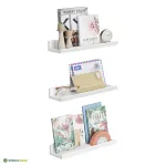 Seinariiulid 3 tk 38x10x5 cm valge MDF esiservaga
